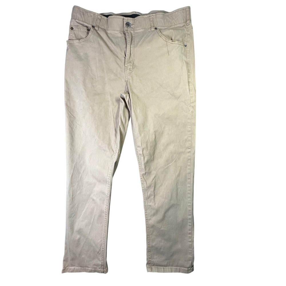 Architect Active Flex Slim Fit Khaki Pants Stretch Waist Casual Mens 38 Tan